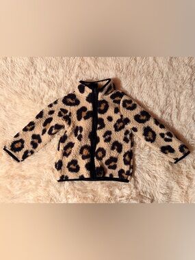 The Children’s Place Leopard Sherpa Fleece Jacket 4T Cozy Zip